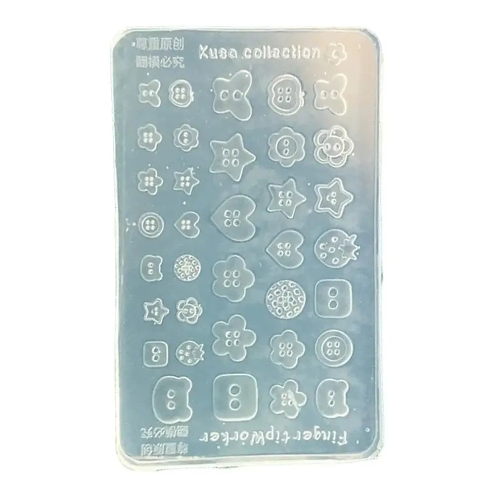 3D Button Butterfly Key Lock Silicone Nail Molds Nails Charms Reusable Clear Resin Molds Art Nail Stamping DIY Manicure Art Tool Peaceful Pleasures Health and Wellness A