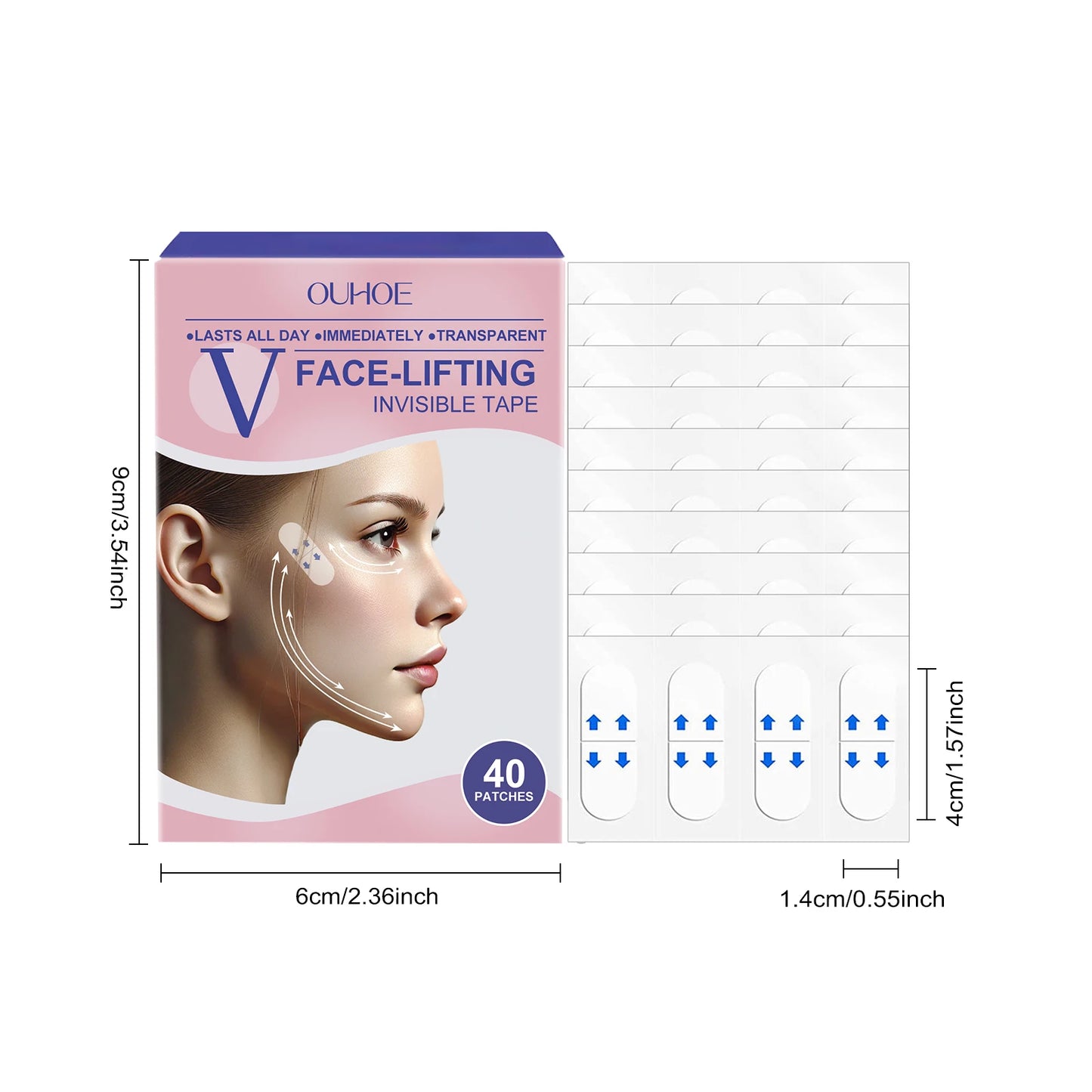 Invisible Face Lift Tape – V-Shape Chin & Neck Patches 40pc Peaceful Pleasures Health and Wellness 40Pcs