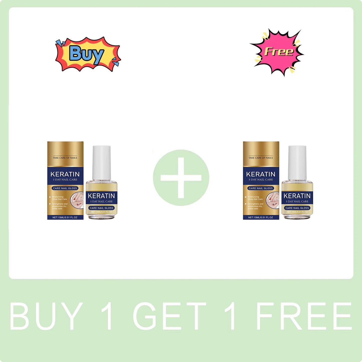 Keratin Nail Gloss 3 Day Nail Care Nail Repair Strengthen Improve Yellowing and Thickening Long Lasting Repair Brittle Thin Nail Peaceful Pleasures Health and Wellness Buy 1 Get 1 Free