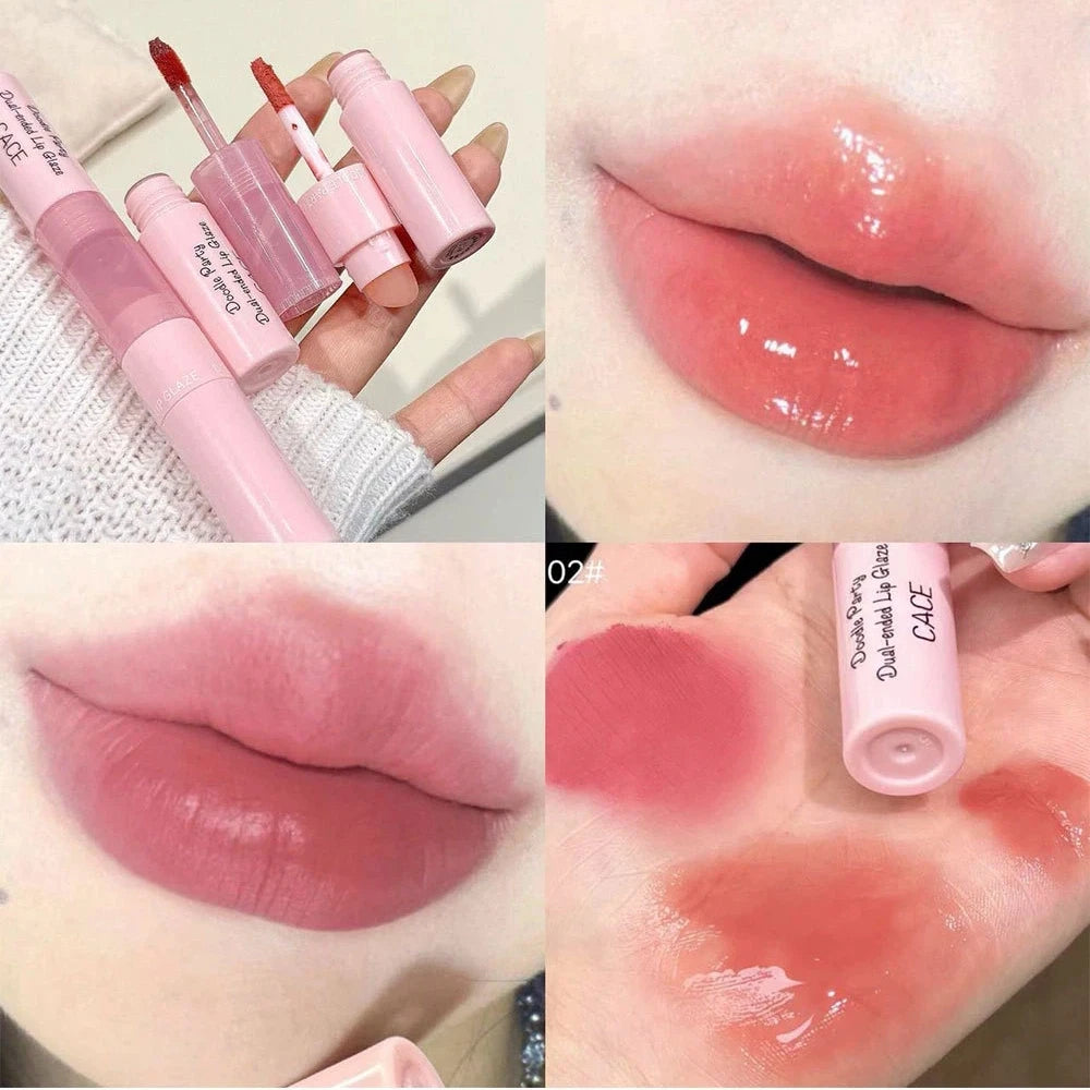 Double-Headed Lip Gloss | Matte Velvet & Mirror Finish, 4 Colors