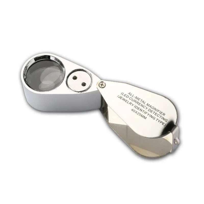 Foldable Portable Magnifier Handheld Gift Box, 40X Magnifying Glass with Led Money Detector Light Peaceful Pleasures Health and Wellness