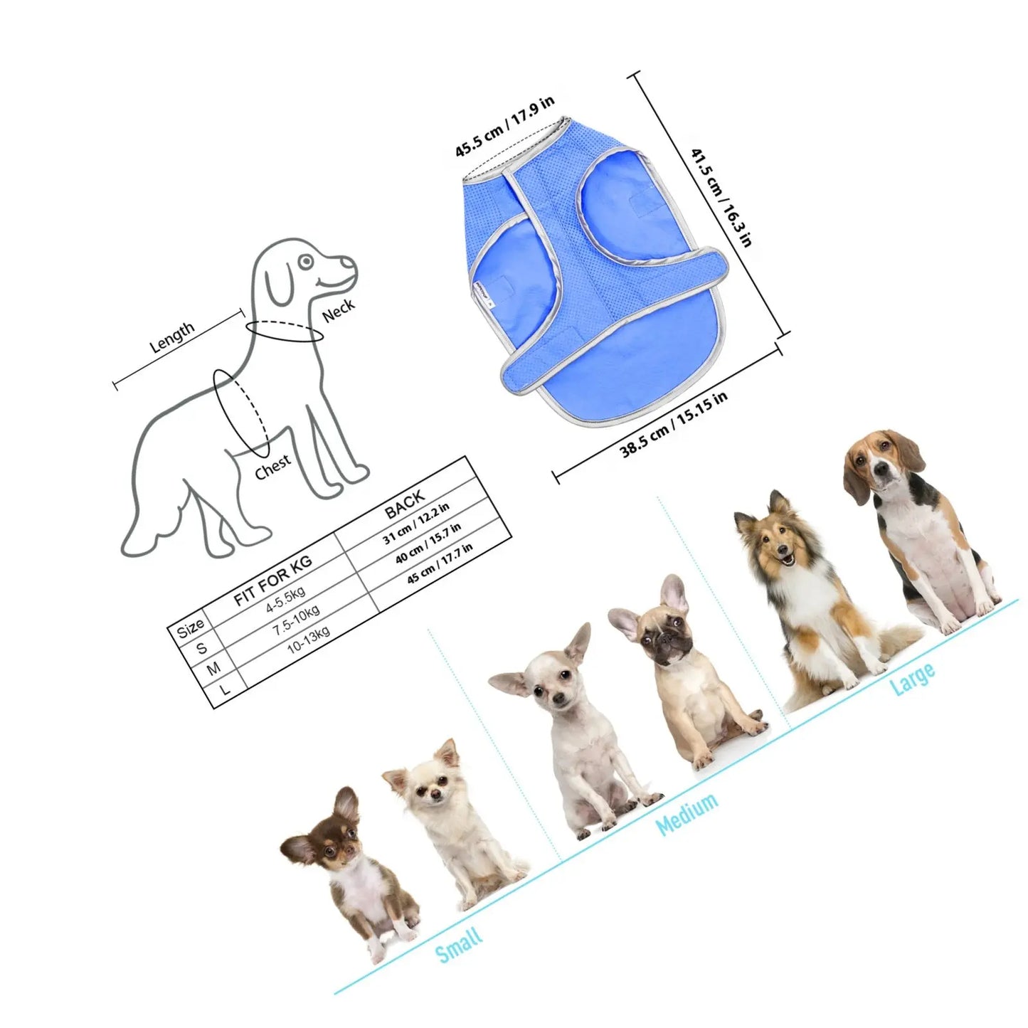 Dog Cooling Vest Puppy Cooling Waistcoat Size S Lightweight Pva Technology Comfortable Breathable Pet Supply Shirt Peaceful Pleasures Health and Wellness 40X29X0.2CM