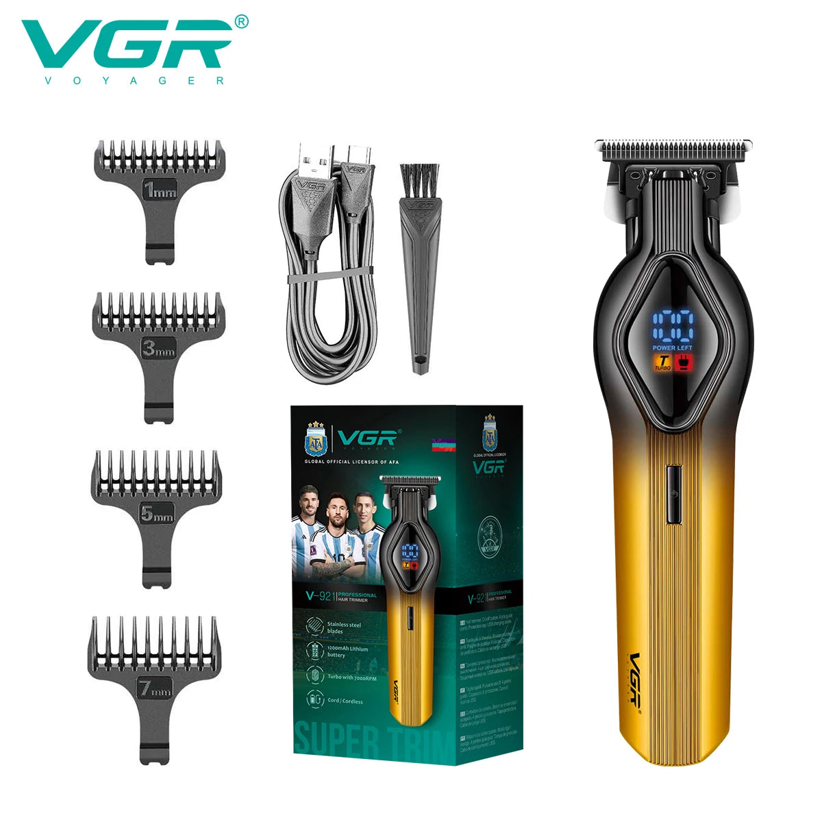 VGR 921 cross-border new electric hair clipper LCD digital display hair salon engraving special oil head electric clippers Peaceful Pleasures Health and Wellness 921 golden