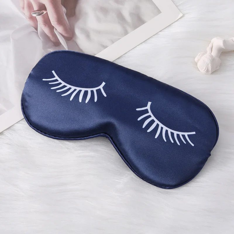 Cartoon Eyelash Silk Sleep Mask – Light Blocking Eye Cover