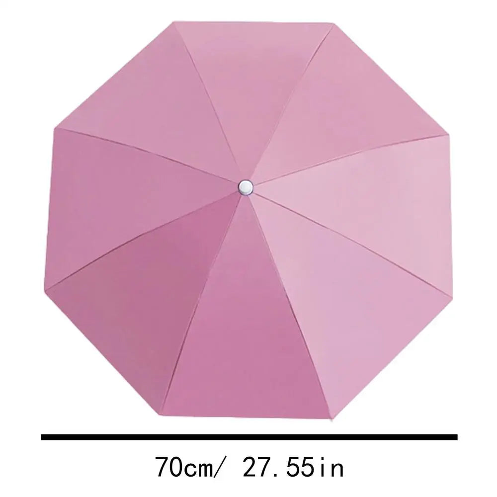 Folding Umbrella Hat Lightweight Adjustable Cap With Elastic Band For Fishing Gardening Hiking Travel Golf Beach Boating Peaceful Pleasures Health and Wellness Pink