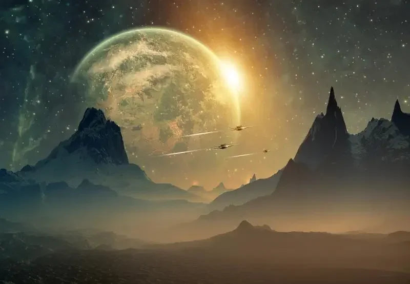 Surrealism Space Galaxy Canvas Wall Art | Stars & Planets Print