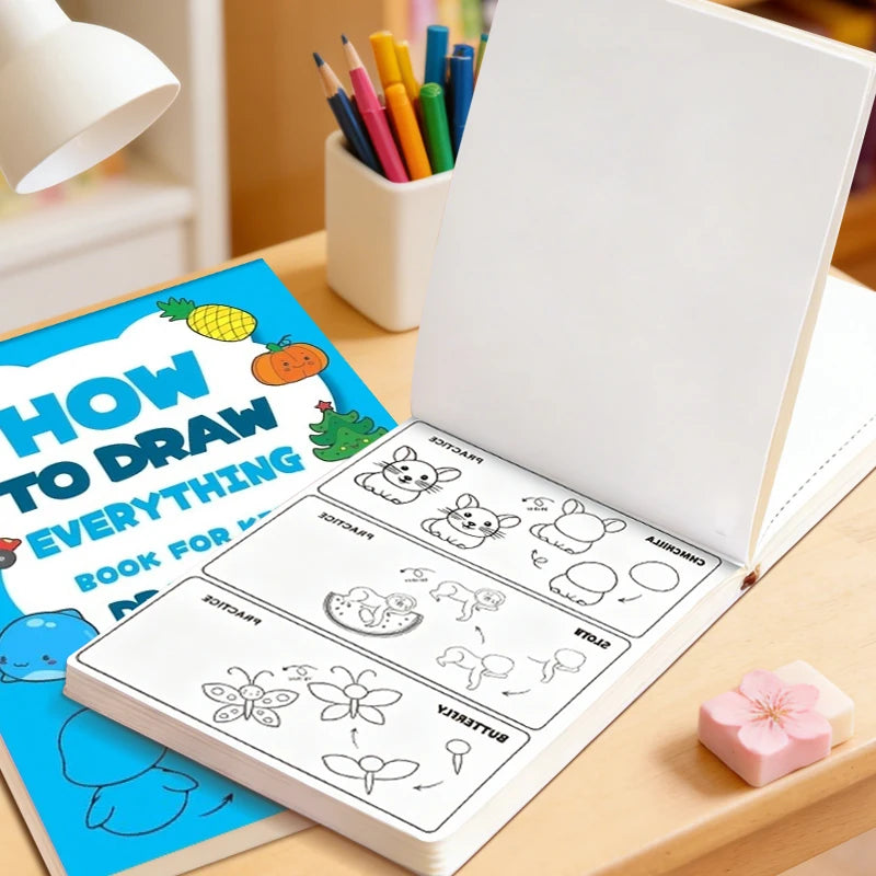 32-Page Children's Coloring Book 4-Step Guide Complete Drawing How