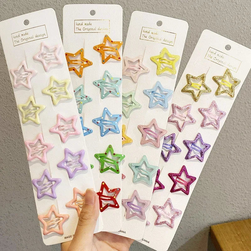 3sets Cute Colorful Hair Clips for Girls and Children, 10pcs, Star Waterdrop Shape, Lovely Hair Decor, Kids Hair Accessories Peaceful Pleasures Health and Wellness