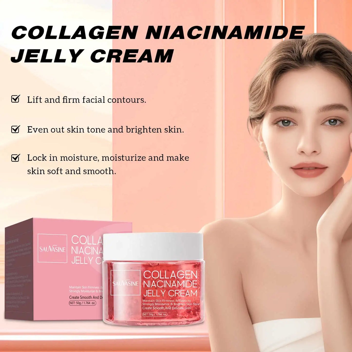 Collagen Jelly Cream Niacinamide And Hydrolyzed Collagen Strengthen The Skin Barrier Lasting Moisturizing The Skin Face Care Peaceful Pleasures Health and Wellness
