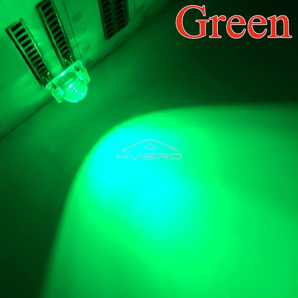 100pcs 5mm F5 LED Bulbs – Red Green Blue White Yellow DIY