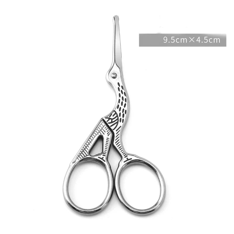 Stainless Steel Crane-shaped Scissors Safety Round-head Manual Nose Hair Trimmer Beauty Shaving Small Scissors Peaceful Pleasures Health and Wellness Silver