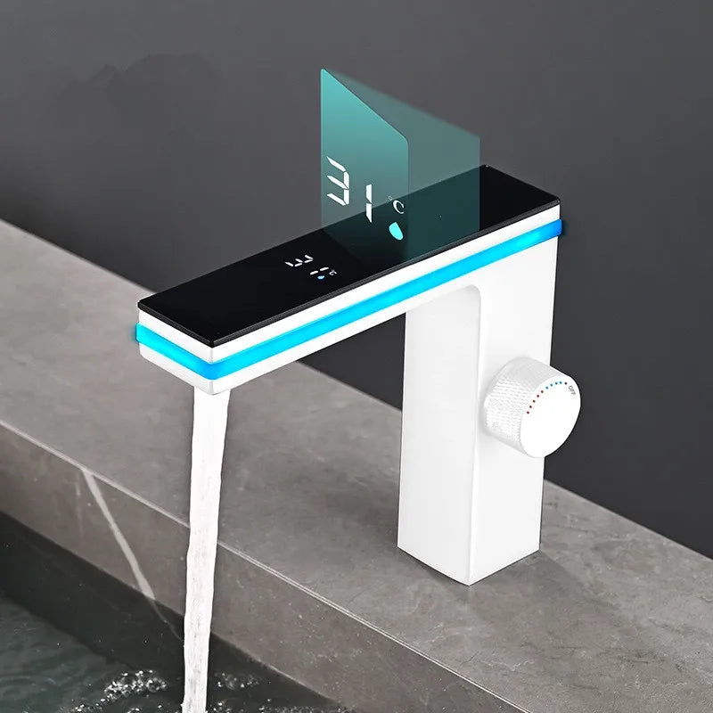 LED Digital Display Brass Basin Faucet | Hot & Cold Mixer Tap