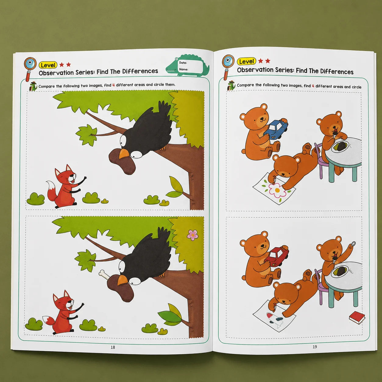 Find Differences Puzzle Book 32 Pages Kids Observation Training Game