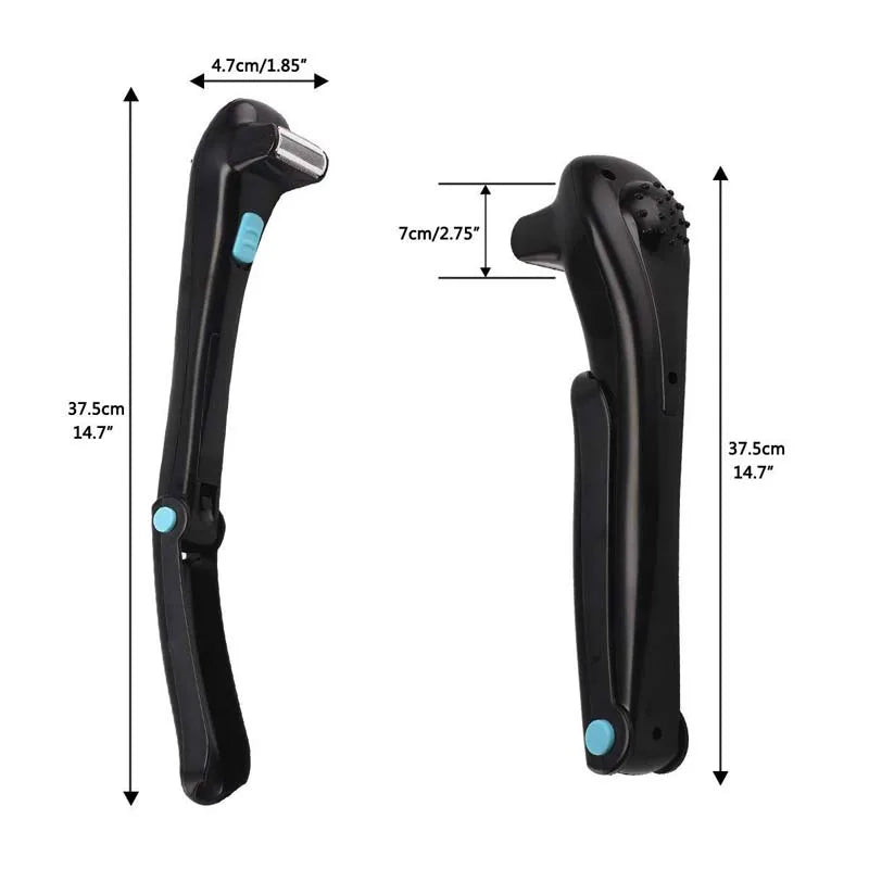 Wholesale two-piece blade battery-powered foldable men's hair removal back and full-body shaving kit Peaceful Pleasures Health and Wellness