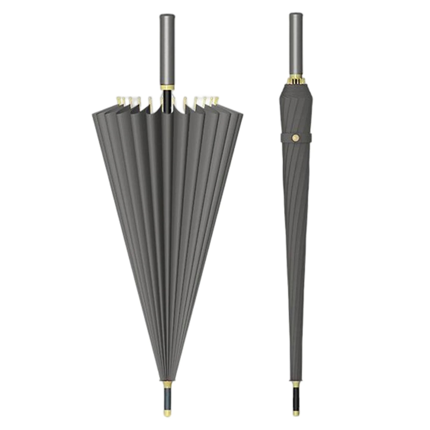 Automatic 24 Bone Umbrellas Fashion Solid-Color Reinforcement Windproof Parasols All-Weather Umbrellas For Rainy Day Peaceful Pleasures Health and Wellness Grey