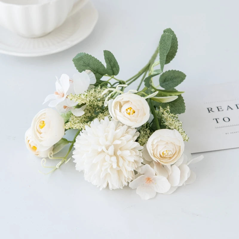 Silk Artificial Rose & Hydrangea Bouquet | Wedding Home Decor