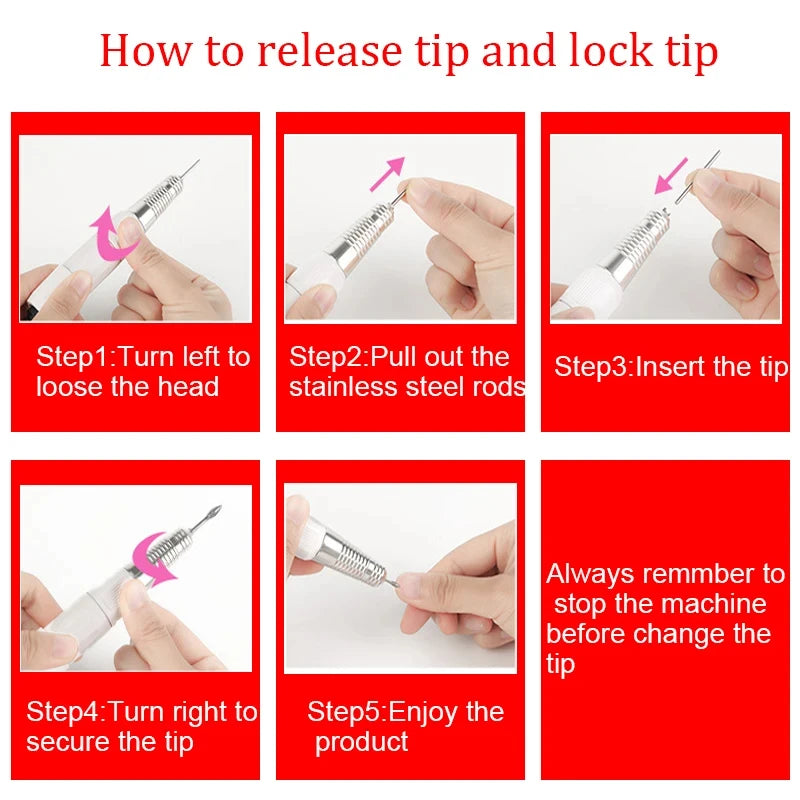 Replacement Pen Handpiece for Nail Drill, 35000rpm 5-Pin Plug Electric Manicure Pedicure Beauty Tool Accessory Peaceful Pleasures Health and Wellness