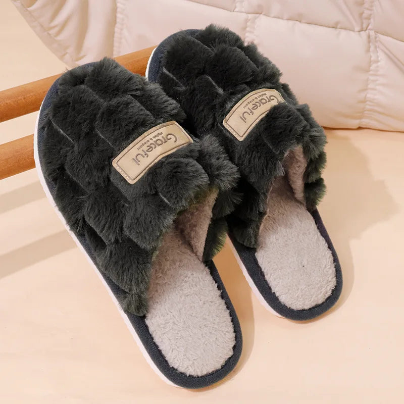 Women's Winter Fur Slippers – Non-Slip Soft Indoor House Shoes