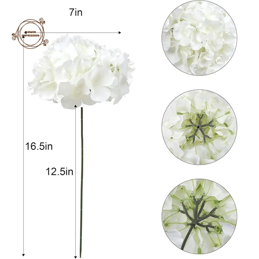 10pcs Silk Artificial Hydrangea Flowers with Stems | Wedding Decor