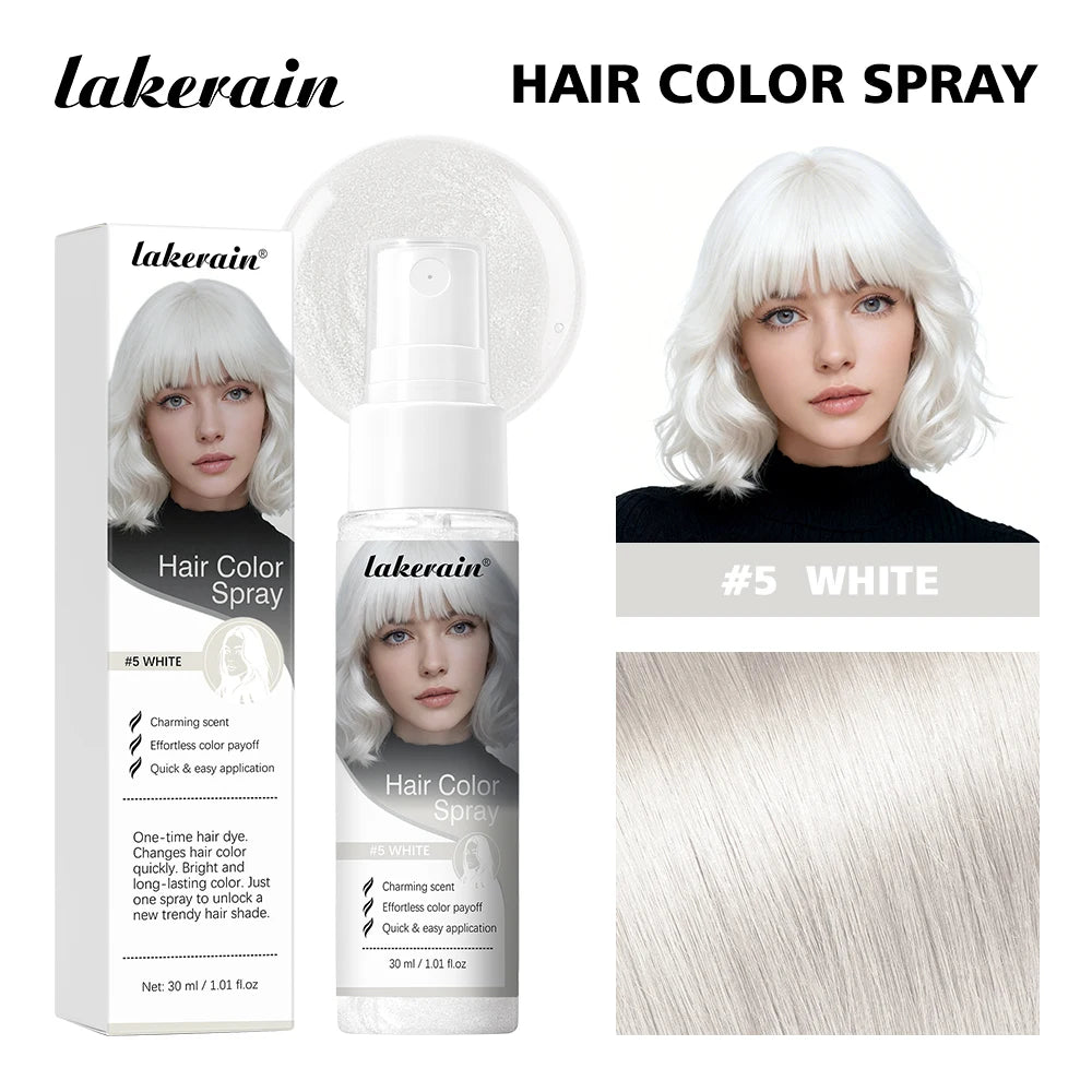 Temporary Hair Color Spray — Washable, Glitter Formula, Party & Cosplay Styling | 30ml Peaceful Pleasures Health and Wellness White
