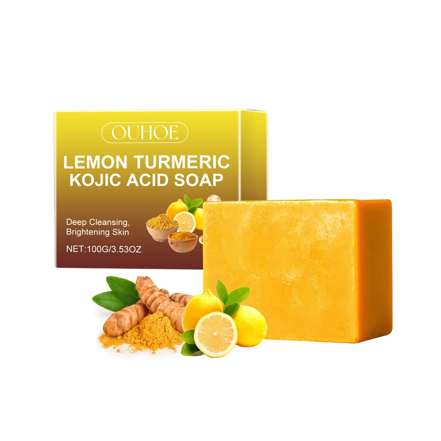 Lemon Turmeric Kojic Acid Brightening Soap Bar – 100g