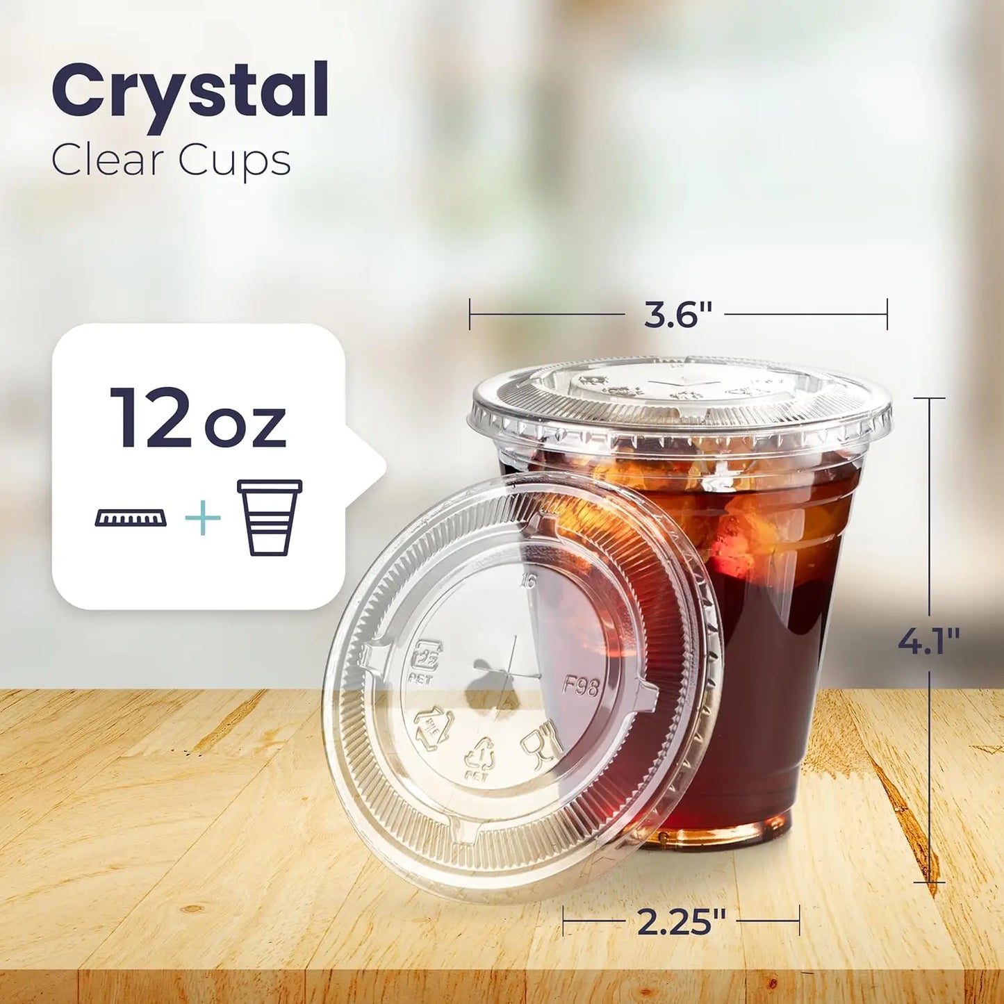 12oz Clear Plastic Cups with Lids and Straws PET Clear Cup for Cocktail Ice Coffee and Cold Beverage Smoothie and Party Cups Peaceful Pleasures Health and Wellness