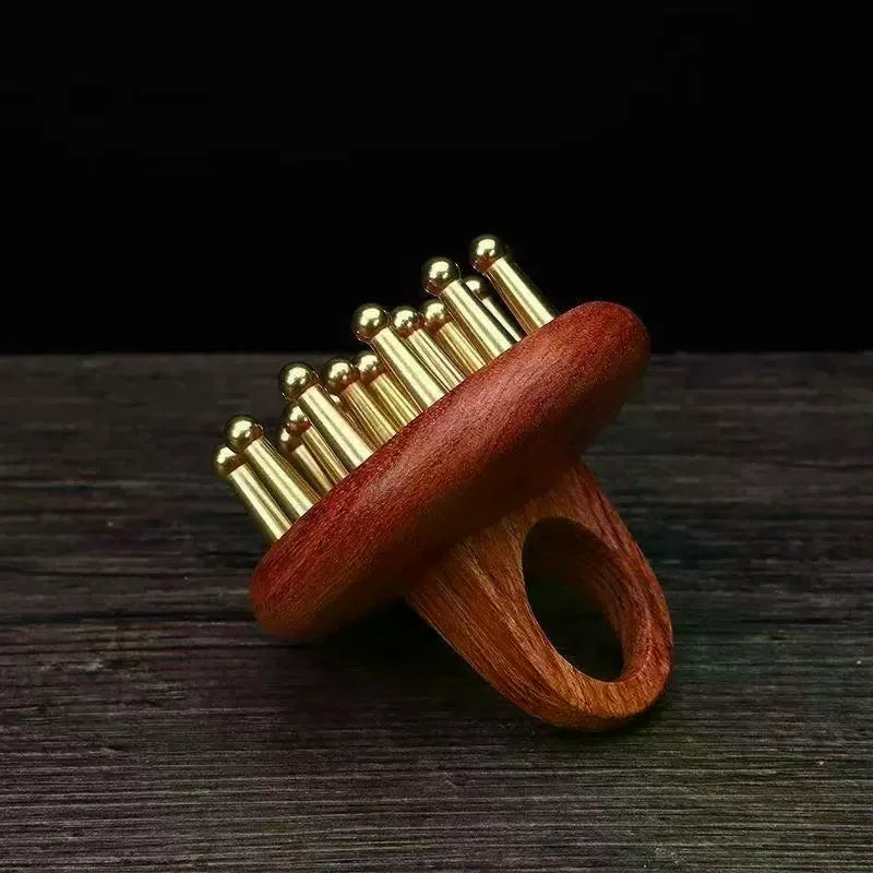 Head Meridians Massage Comb Copper Sandalwood Meridians Fine Tooth Comb Needling Guasha Scalp Massage Brush Relax Body Massager Peaceful Pleasures Health and Wellness