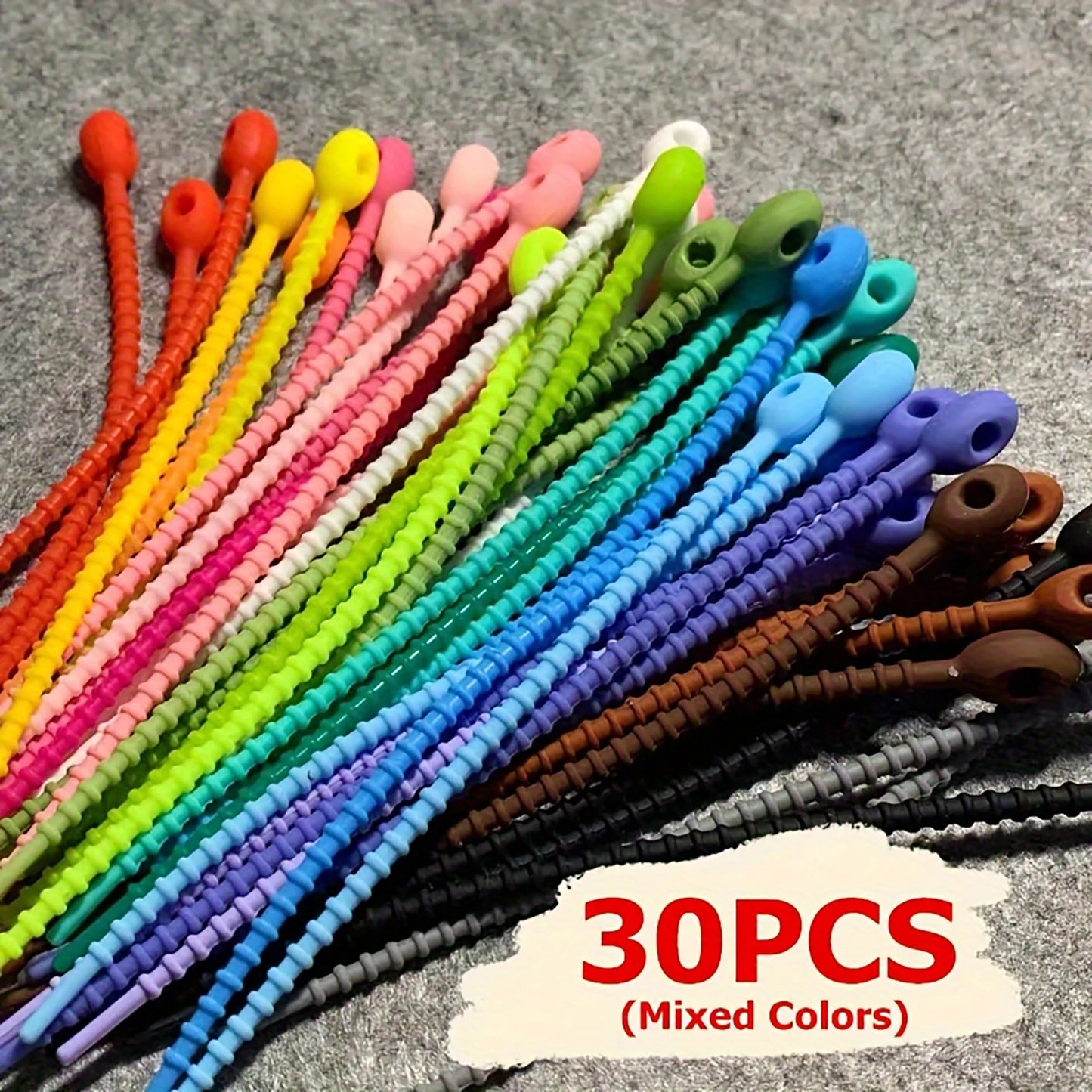 Silicone Reusable Cable Ties with Premium Material Cable Management Organizer Suitable for Indoor and Outdoor Use Peaceful Pleasures Health and Wellness 30 Pieces