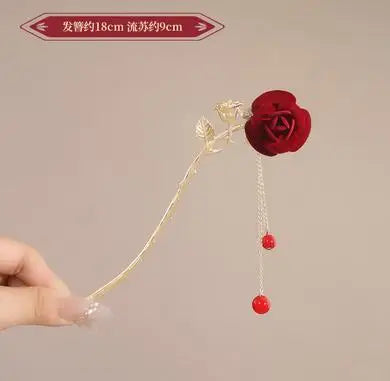 Chinese Court Style Alloy Hair Pins Durable Headdress with Elegant Tassel for Women Wedding Hanfu Cheongsam Peaceful Pleasures Health and Wellness 12