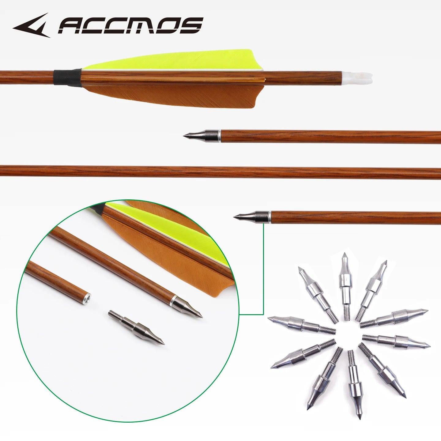 6 Wood Skin Mixed Carbon Arrows ID6 OD7 Field Archery Hunting