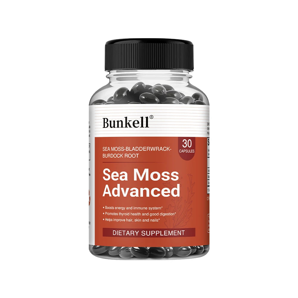 Sea Moss 500mg Capsules 3-in-1 Complex - Irish Moss, Bladderwrack & Burdock Root, Immune, Thyroid, Joint & Gut Support, Vegan Peaceful Pleasures Health and Wellness 30 count-1 bottle