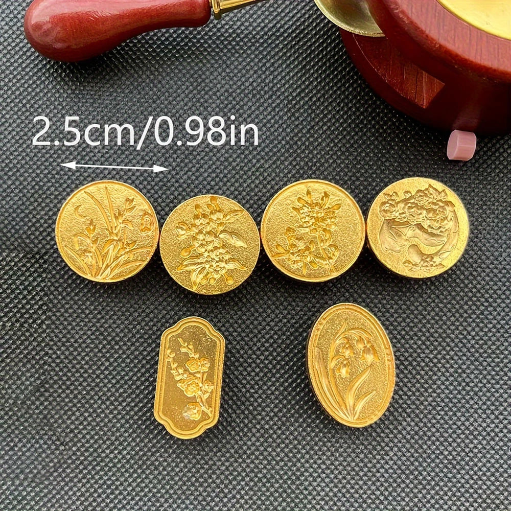 Floral Wax Seal Detachable Wooden Handle Vintage Suitable Wedding