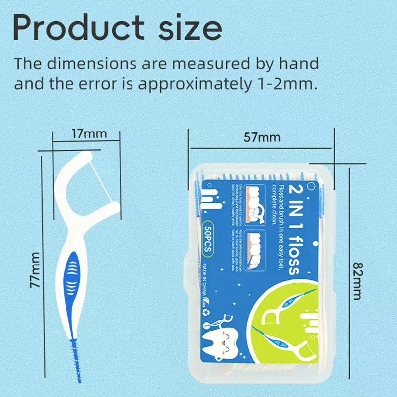 2-In-1 Multifunctional Dental Floss Stick High Elasticity Dental Floss Comfortable Soft Silicone Interdental Brush Oral Care Peaceful Pleasures Health and Wellness