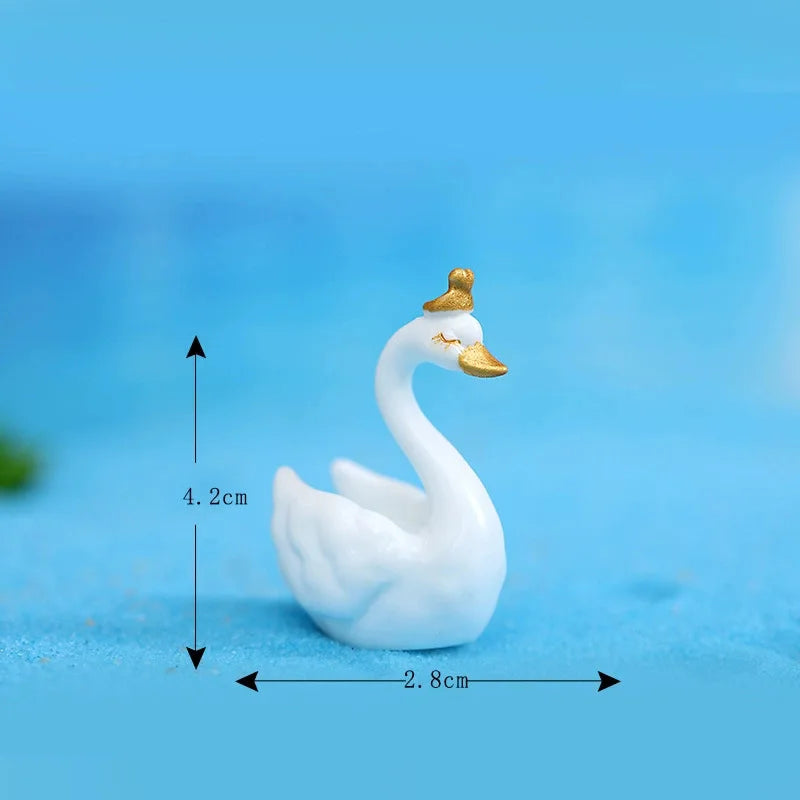 1Pcs Swan Couple Model DIY Fairy Miniature Bird Figure Resin/ PVC Figurine Terrarium Ornaments Valentine's Day Gift Fairy Garden Peaceful Pleasures Health and Wellness White