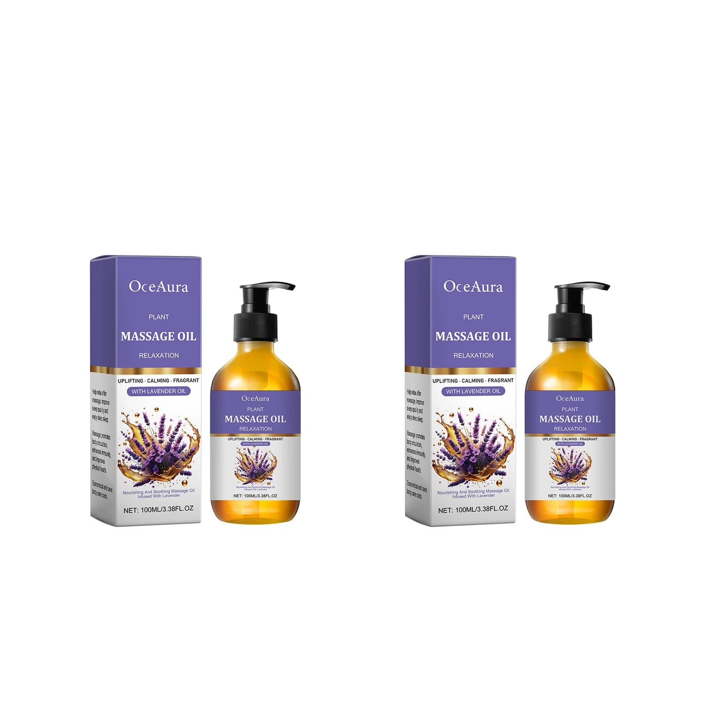 Lavender Massage Essential Oil Moisturizing Relaxing Stress Relief Smoothing Softening Firming Repair Hydrating Body Massage Oil Peaceful Pleasures Health and Wellness 200ml boxed