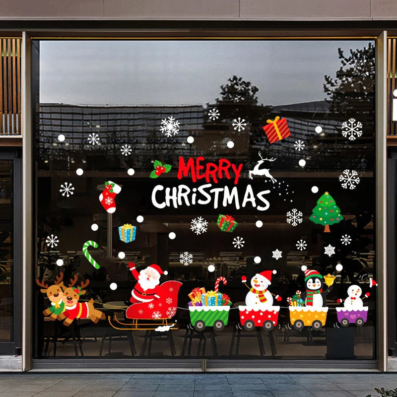 Christmas Snowman Santa Electrostatic Window Decals | 2/4 PCS