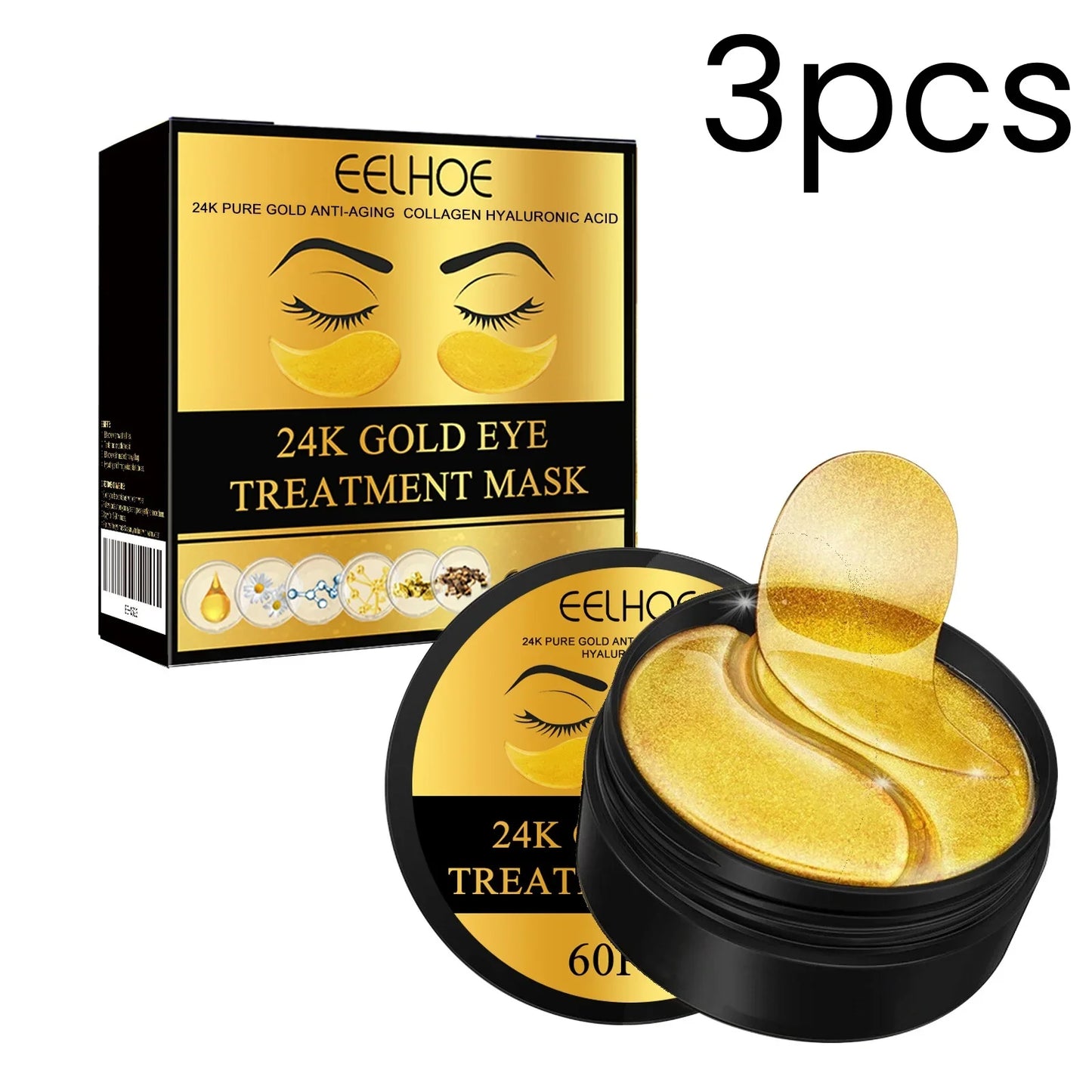 EELHOE 24K Gold Under-Eye Patches – Collagen & Hyaluronic Acid
