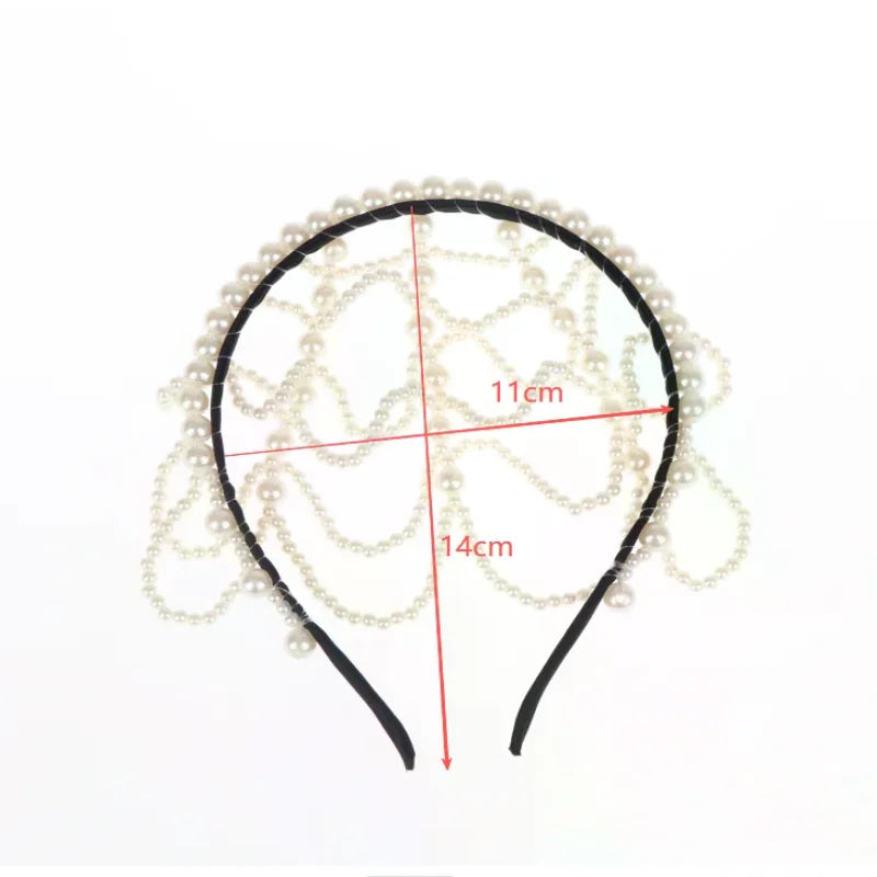 Vintage Pearl Headband – Layered Beaded Bridal Hair Hoop