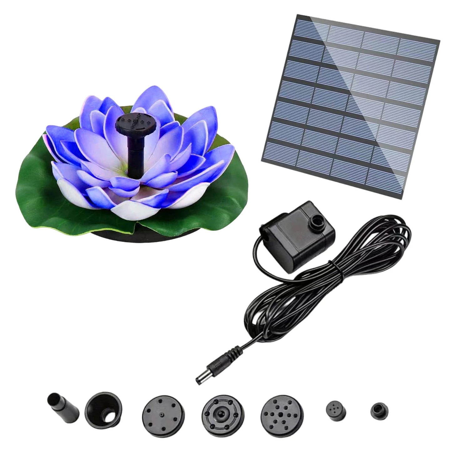 Lotus Solar Bird Bath Fountains with 6 Nozzles Solar Fountain Water Pump Easy Install for Garden Pond Pool Fish Tank and Outdoor Peaceful Pleasures Health and Wellness Blue