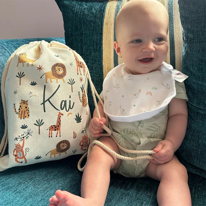 Personalised Safari Jungle Animals Toy Sack | Kids Gift Bag