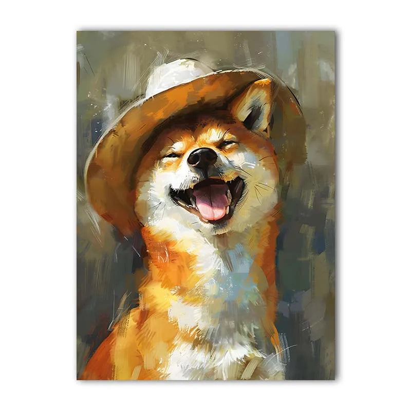 Smiling Shiba Inu Dog Canvas Wall Art | Nordic Vintage Poster Canvas Wall Art Peaceful Pleasures Health and Wellness 02 40x50cm No Frame China Mainland