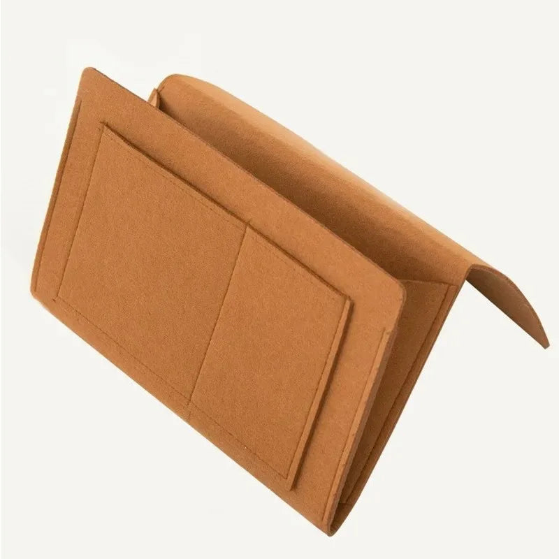 Felt Bedside Storage Organizer Anti-slip Bedside Bag Bed Sofa Side Hanging Couch Storage Remote Control Bed Holder Pockets Peaceful Pleasures Health and Wellness Orange M