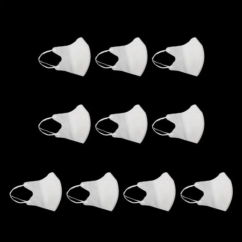 10/100Pcs Outdoor Disposable 3D Stereoscopic Face Masks Men and Women Unisex Solid Color Breathable Anti Dust Mask Peaceful Pleasures Health and Wellness White