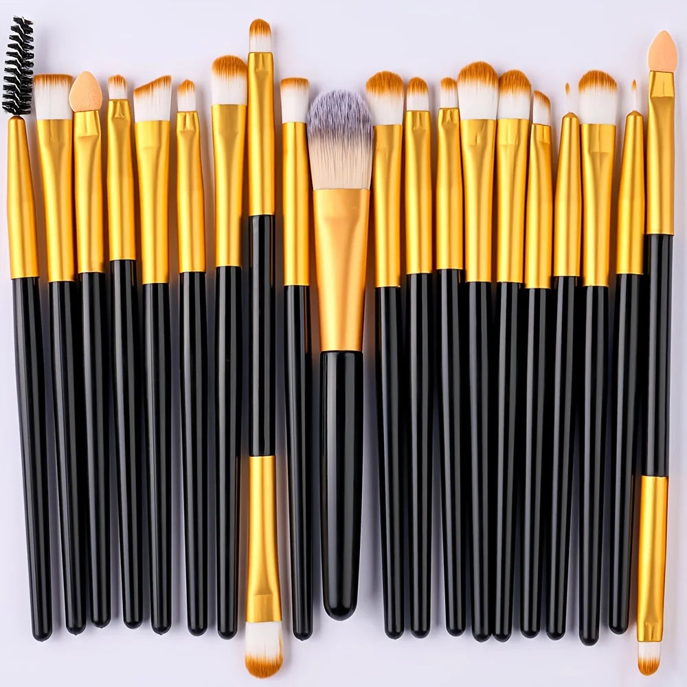 RUNTOIN 20-Piece Makeup Brush Set with 2 Blender Sponges