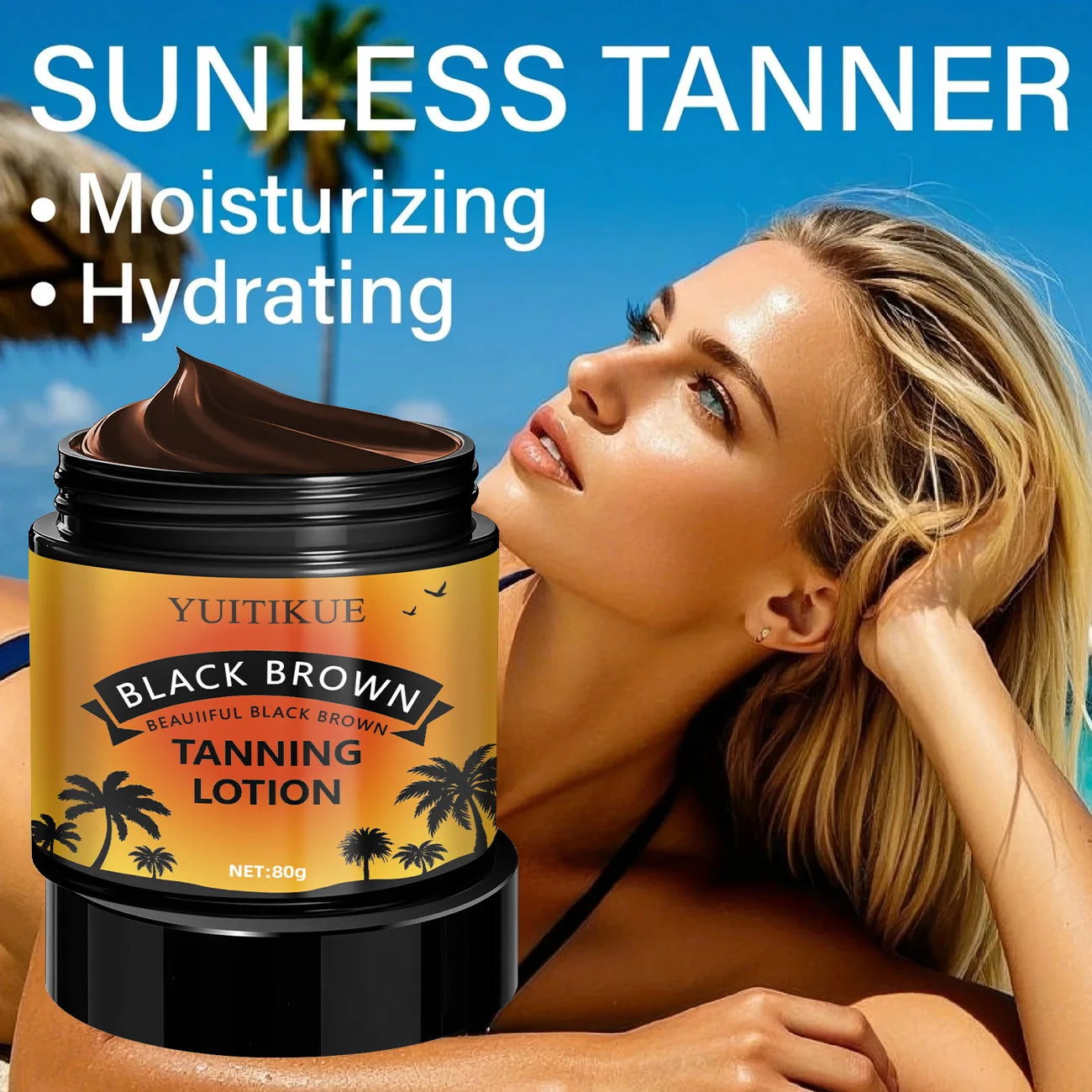 YUITIKUE Black Brown Tanning Lotion - Sunless Tanner, Fast Natural Color, Moisturizing & No Streaks, Odor Free & Long Lasting Peaceful Pleasures Health and Wellness