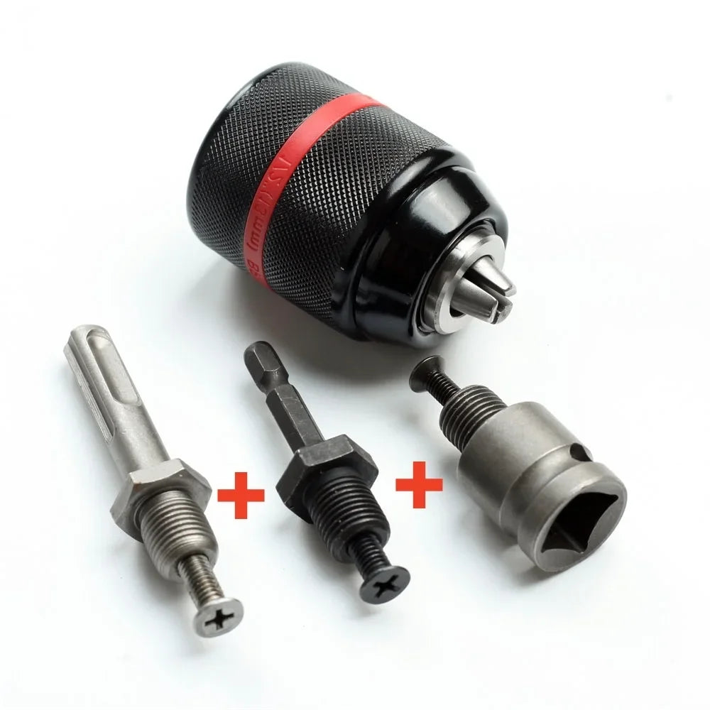 2-13mm Keyless Metal Drill Chuck | Hex, SDS & Square Adapter Peaceful Pleasures Health and Wellness GZ166- 4PCs