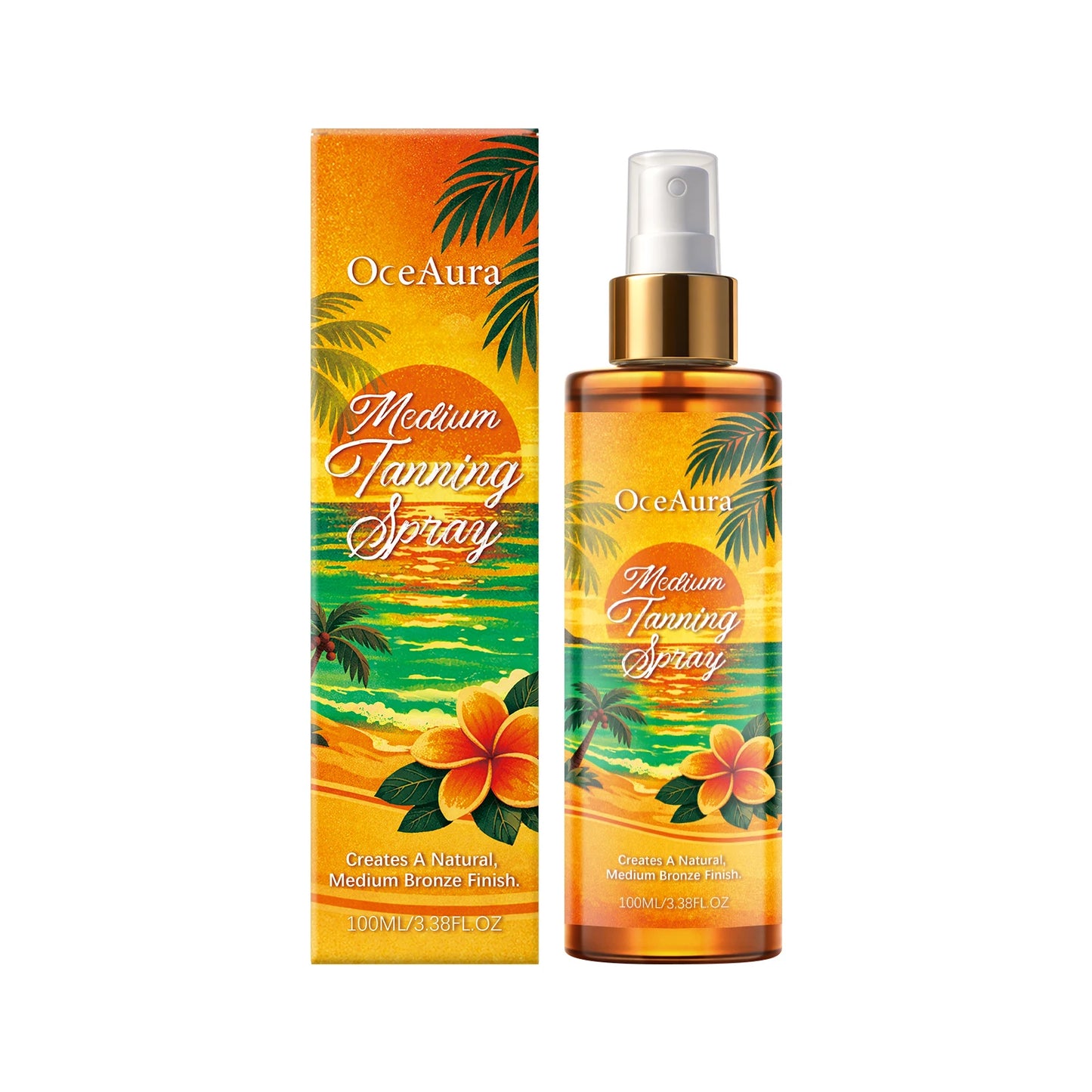 OceAura Self Tanning Spray – DHA Sunless Tanner Body & Face Peaceful Pleasures Health and Wellness 100ml Boxed