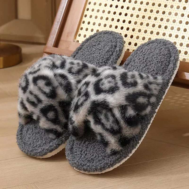 Women's Fluffy Fur Slippers | Open Toe Non-Slip House Slides
