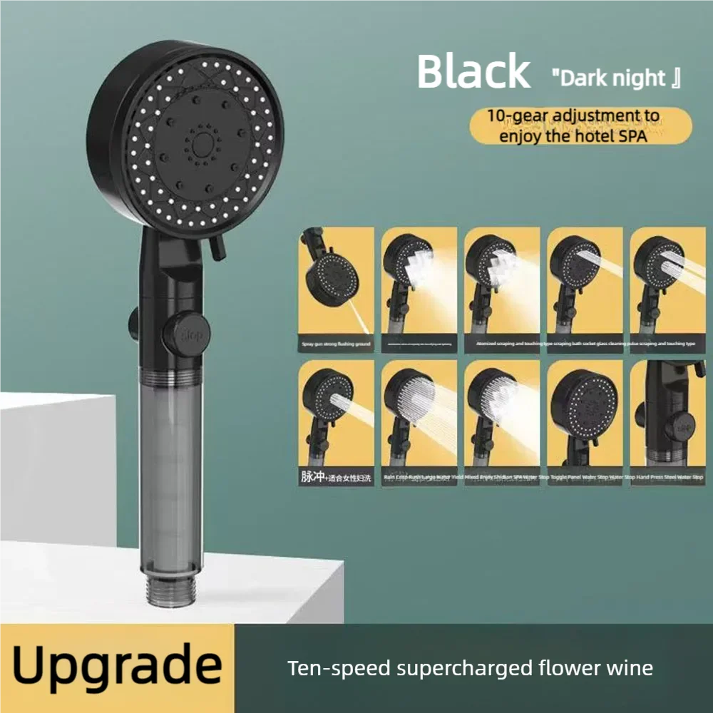 10-Spray High-Pressure Water-Saving Handheld Shower Head