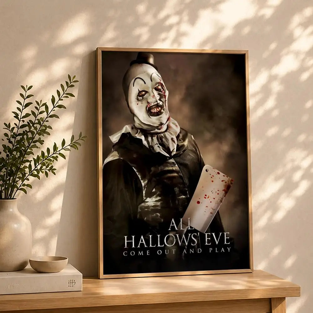 Terrifier Movie Poster HD Self-Adhesive Waterproof Wall Art Movie Wall Poster Peaceful Pleasures Health and Wellness White13 50X70cmNoframe